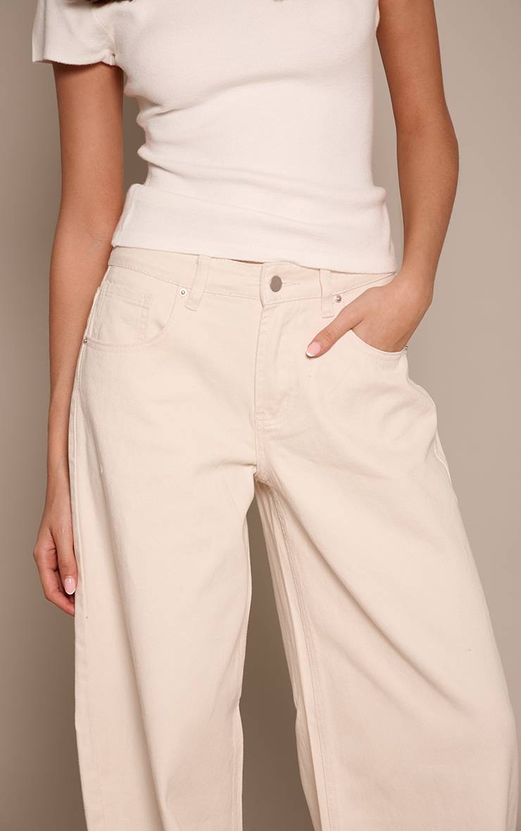 Ecru Jean Barrel Taille Basse Bleu Moyen