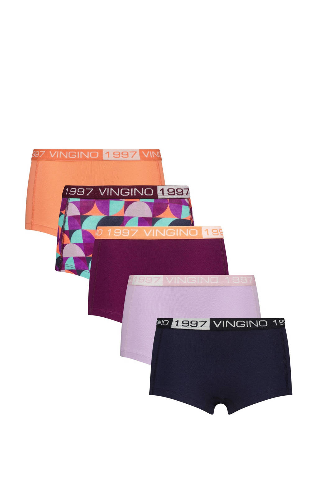 short Graphic - set van 5 paars/multicolor