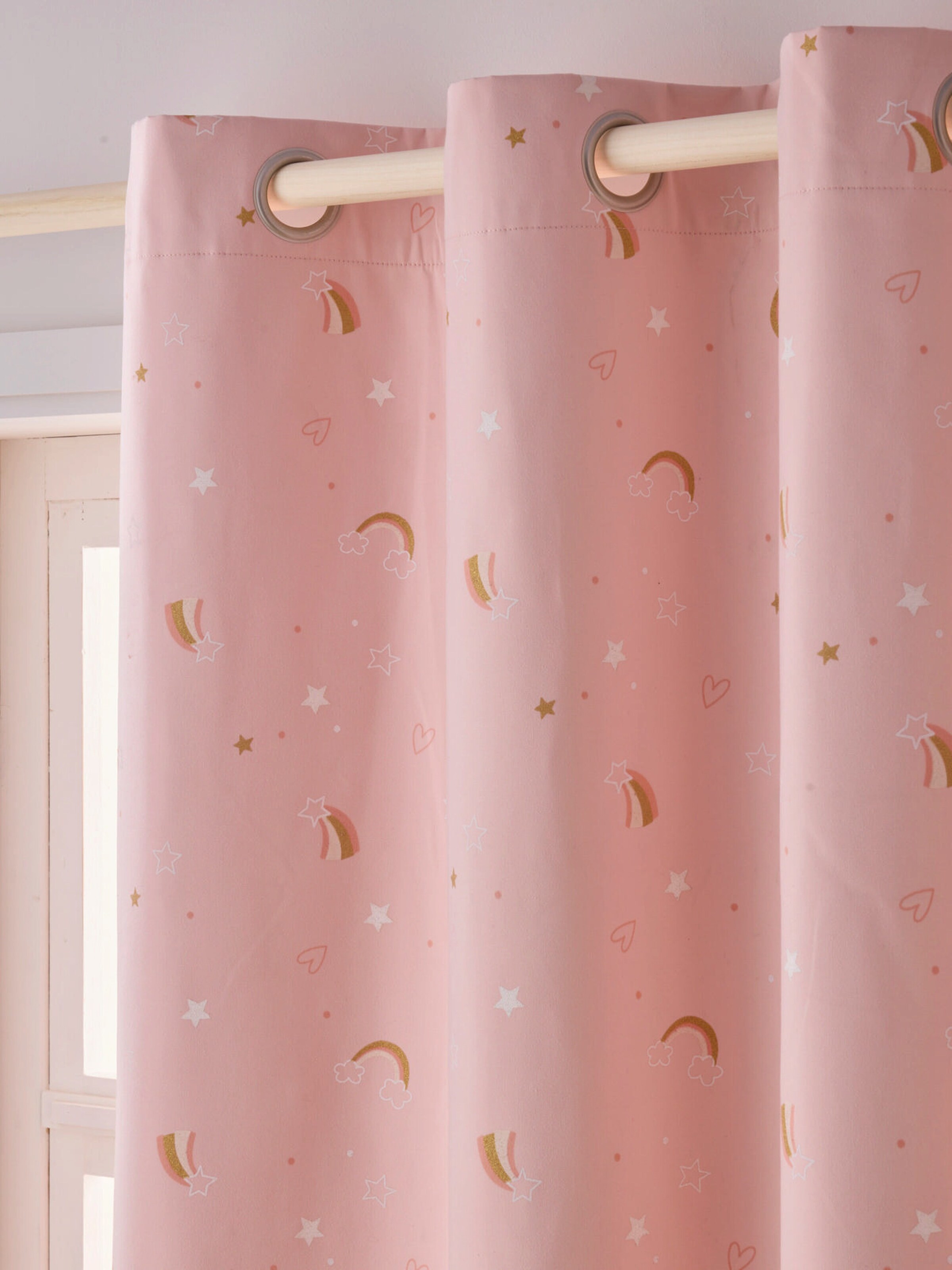 Vertbaudet Kinderzimmer Verdunkelungsvorhang REGENBOGEN, Leuchtmotive rosa