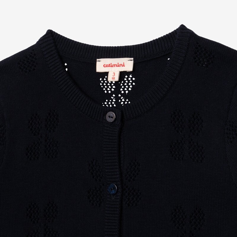 Cardigan bébé fille ajouré marine bleu Catimini Bleu
