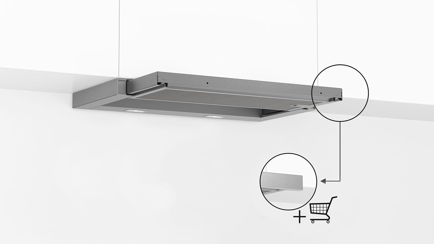 NEFF D46BR12X6 Dunstabzugshaube, Flachschirmhaube N 30, 60 cm, Abluft oder Umluft, silbermetallic [Energieklasse C]