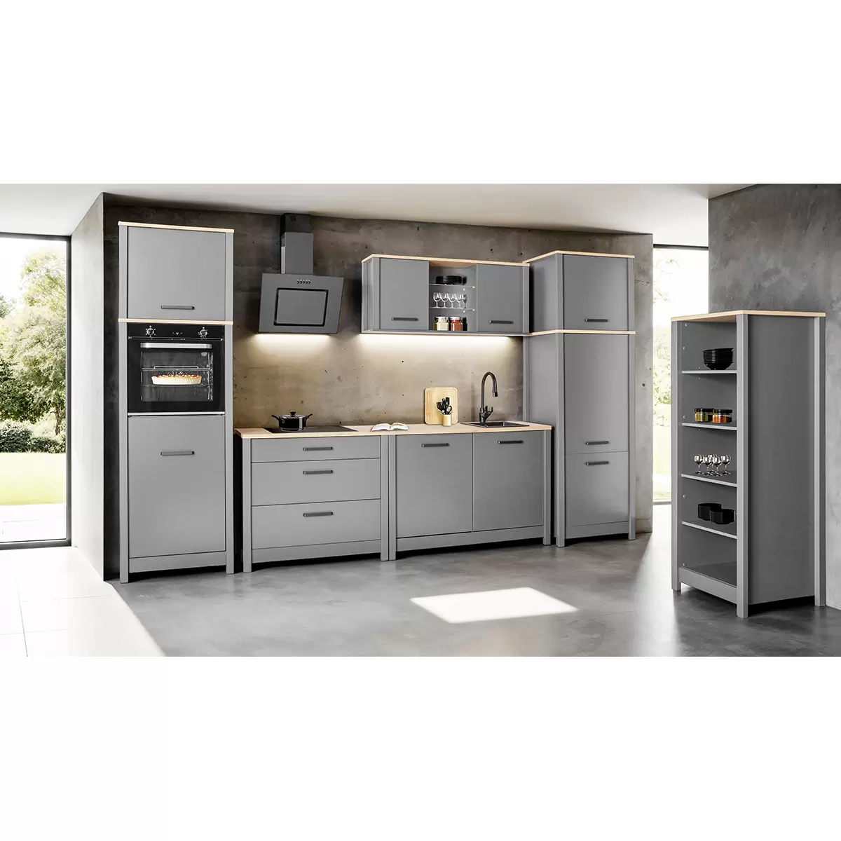 Geräte-Hochschrank Veneto anthrazit,Artisan Eiche