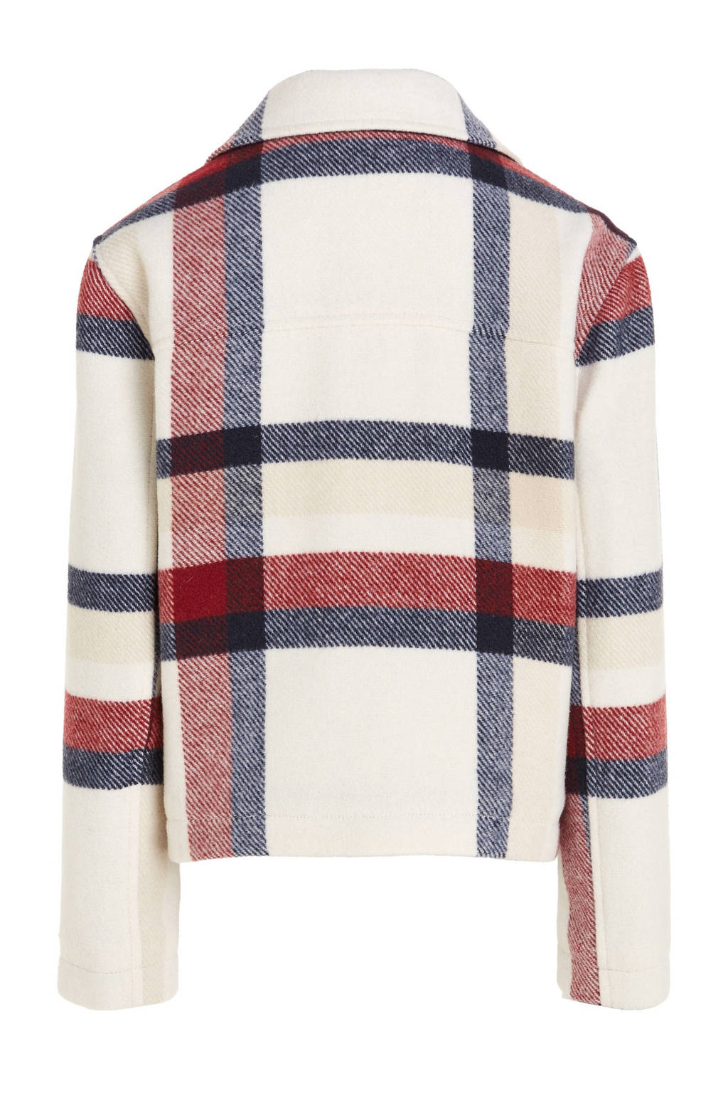 Tommy Hilfiger geruite coat van polyester ecru/rood/donkerblauw
