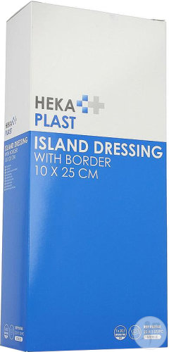 Hekaplast Border Pansement Adhésif À Îlot Central Stérile 10x25cm 25 Pièces