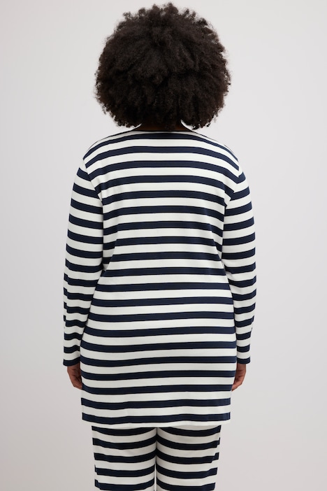Jerseyjacke, Ringel, V-Ausschnitt, Biobaumwolle