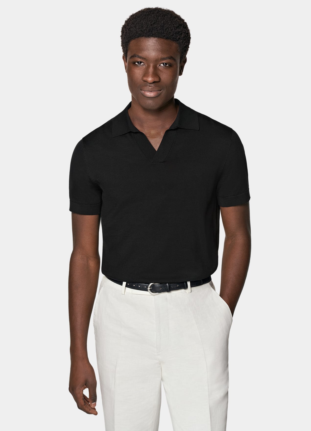 Polo sans boutons noir