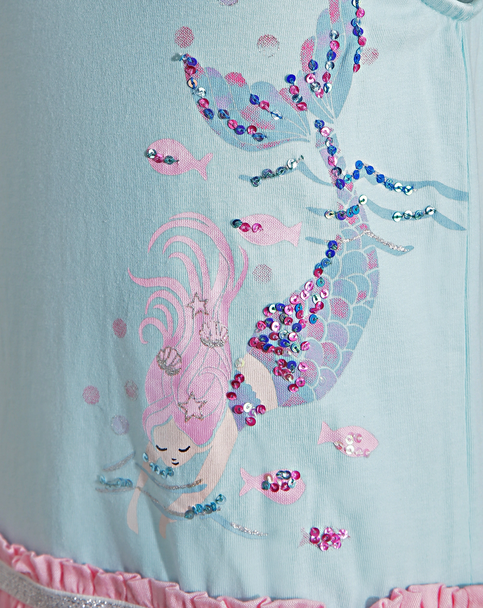 Kurzarm-Kleid MEERJUNGFRAU mit Pailletten in ice blue