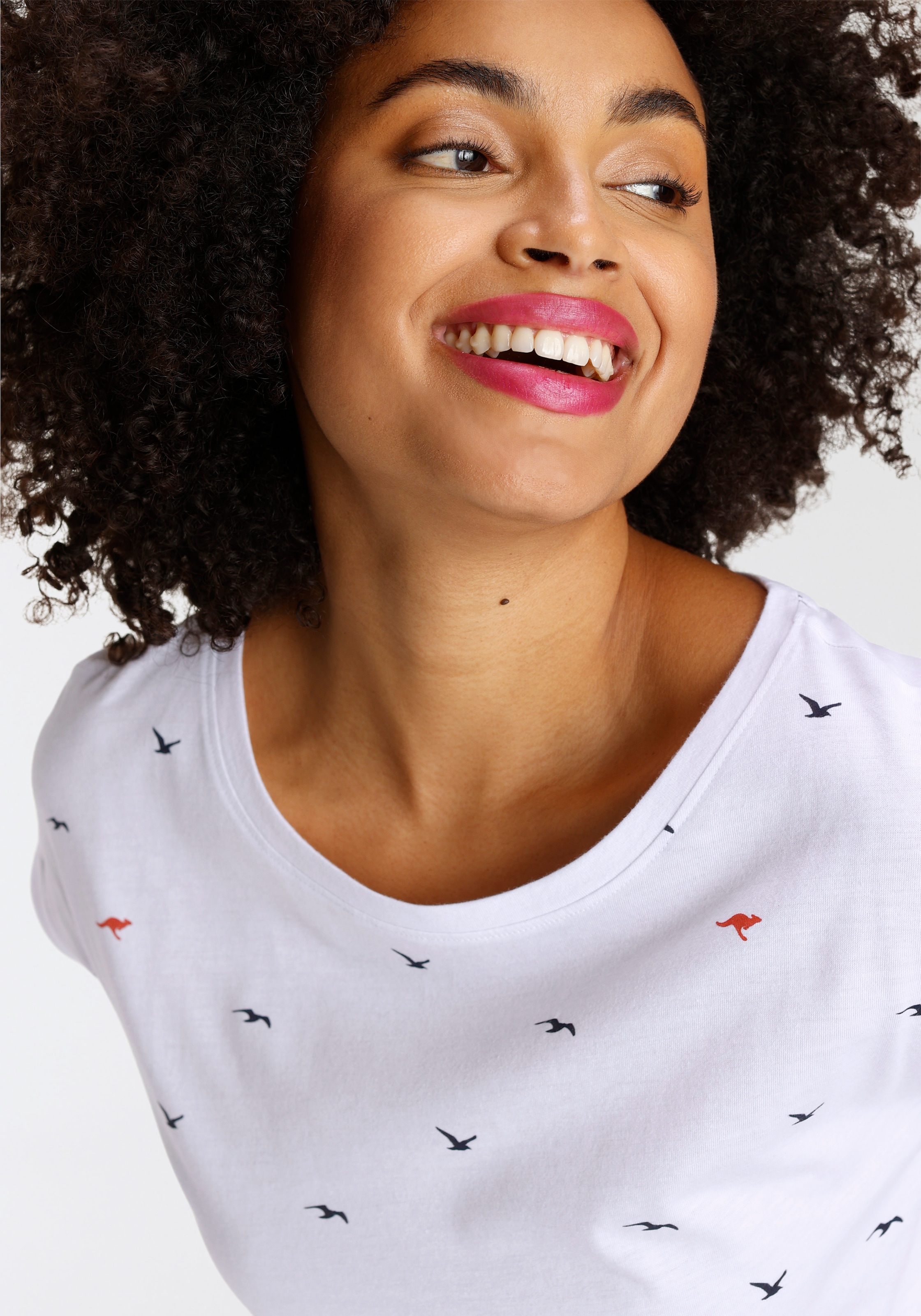KangaROOS Print-Shirt , kurzärmelig,  figurumspielend,  mit Print,  mit Rundhalsausschnitt