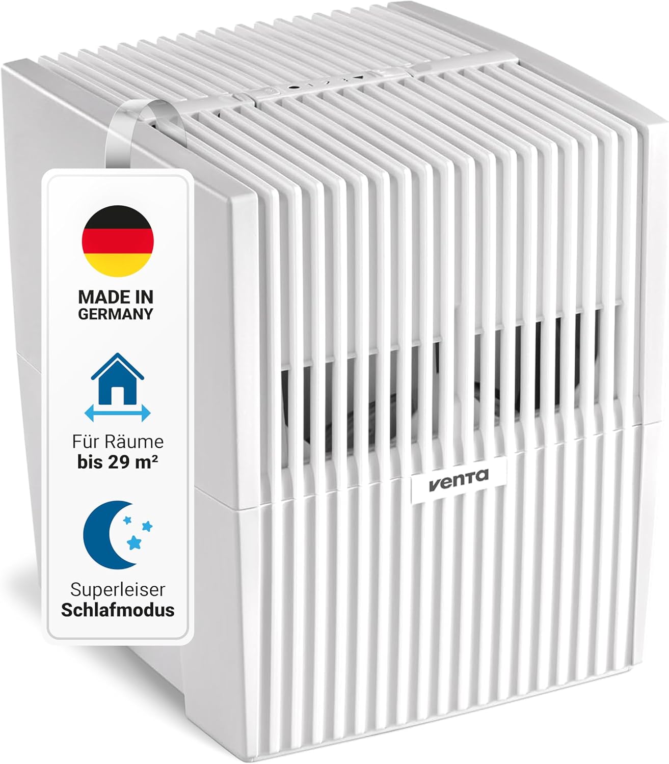 Venta Luftbefeuchter LW15 Classic Original, sehr leise 20 dB(A), energieeffizient 2 Watt, hygienische Kaltverdunstung ohne Filter, 5 l-Tank, bis 29 m², mit Duftfunktion