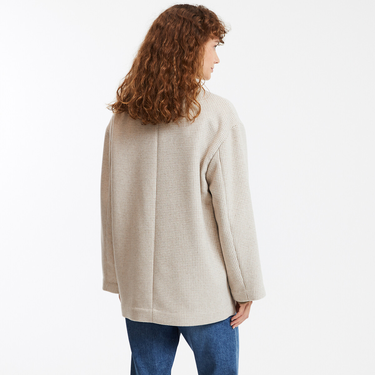 COLEÇÕES LA REDOUTE<br>Casaco xadrez de comprimento médio, perfeito para o inverno