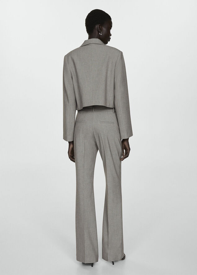 MANGO Cropped jacket with pockets Lt pastel grey