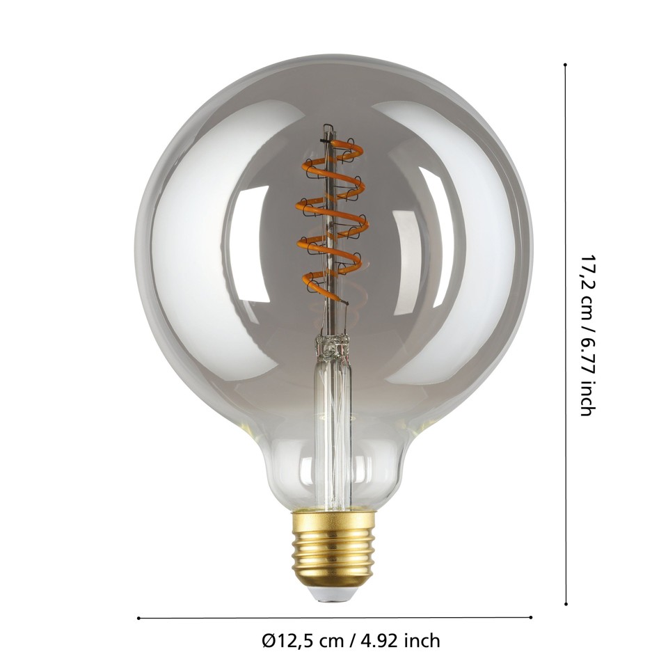 EGLO - E27 G125 spiral, røg - Varm hvid - Zigbee, Bluetooth