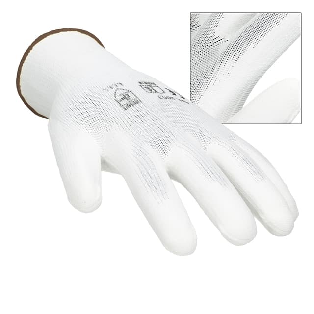 ECD 12 Germany pair PU-arbejde handsker, størrelse 9-L, farve hvid, mekaniker
