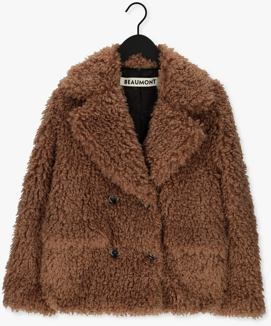 BEAUMONT bruine beaumont teddy jas curly short coat