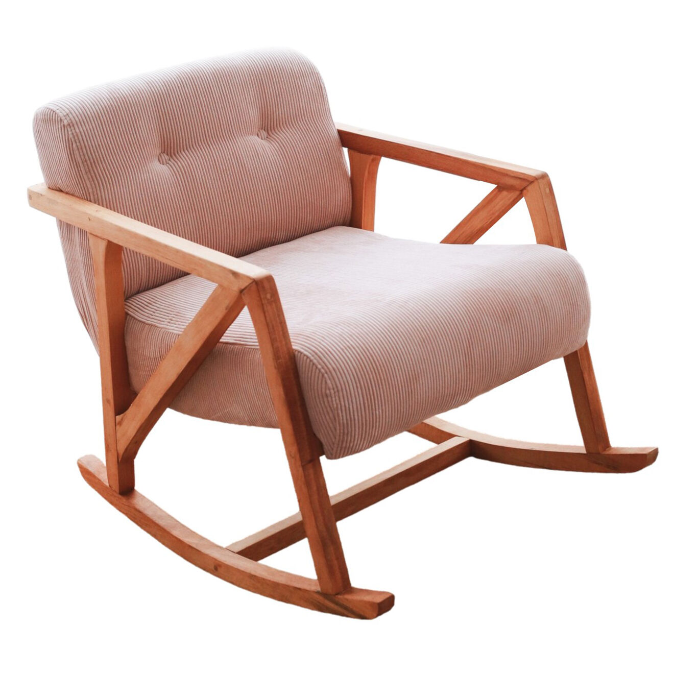 Homitis Fauteuil à bascule en Velours côtelé Nini Sallanan rose - 85x67x75 cm