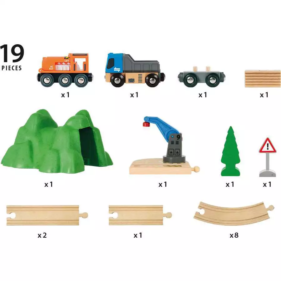 Brio Starterset Güterzug mit Kran bunt