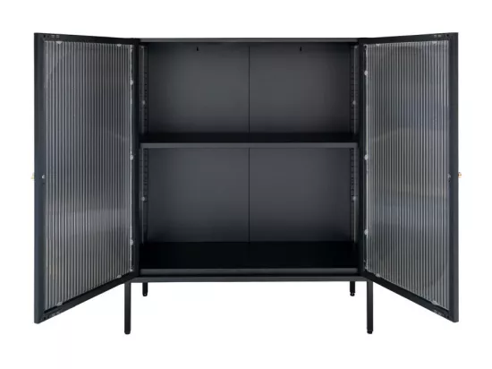 Adelaide - Buffet 2 portes en verre et métal L90cm : Couleur - Noir