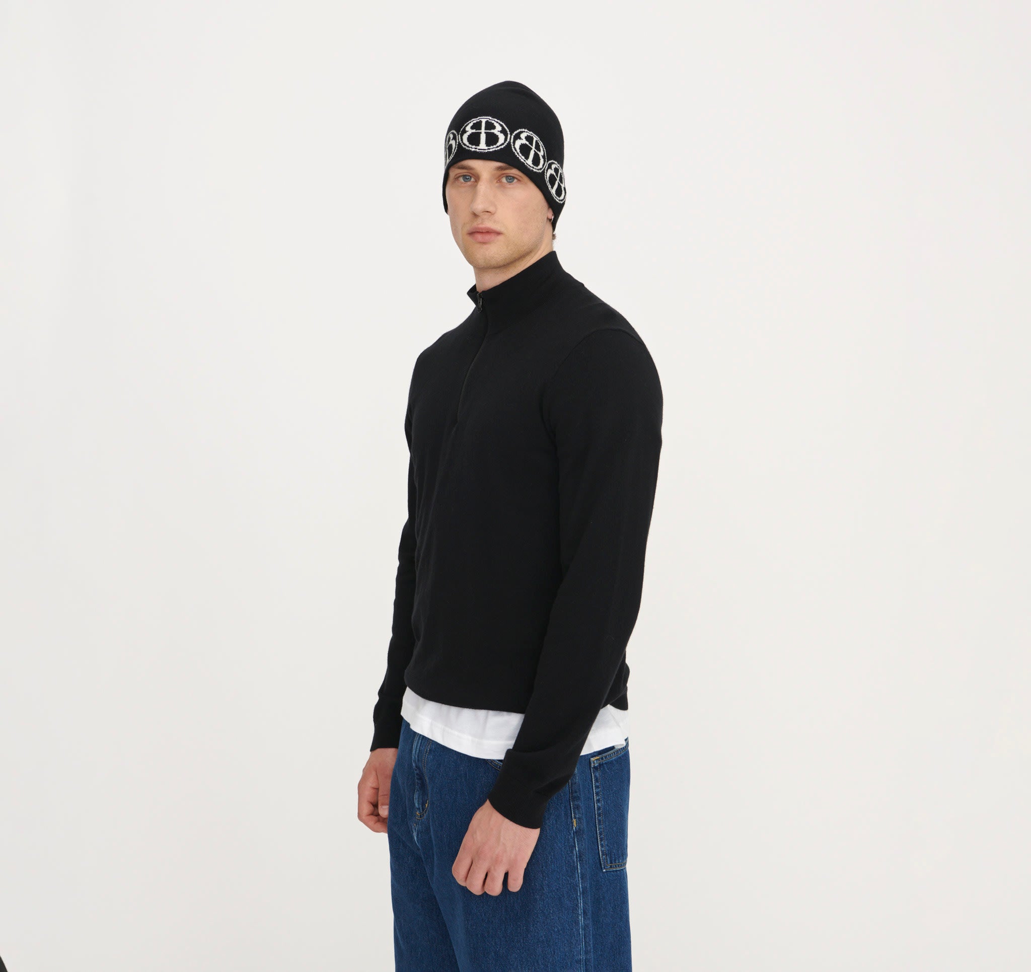 COTTON<br>Soft Knit Half Zip Sweater