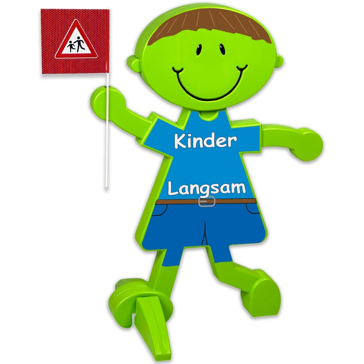 3D waarschuwingsbord Lisa Brems en Luca Brems: Veiligheid - Let op - Spelende kinderen - Reflecterende verkeersfiguren / blauw / kinderen | Langzaam