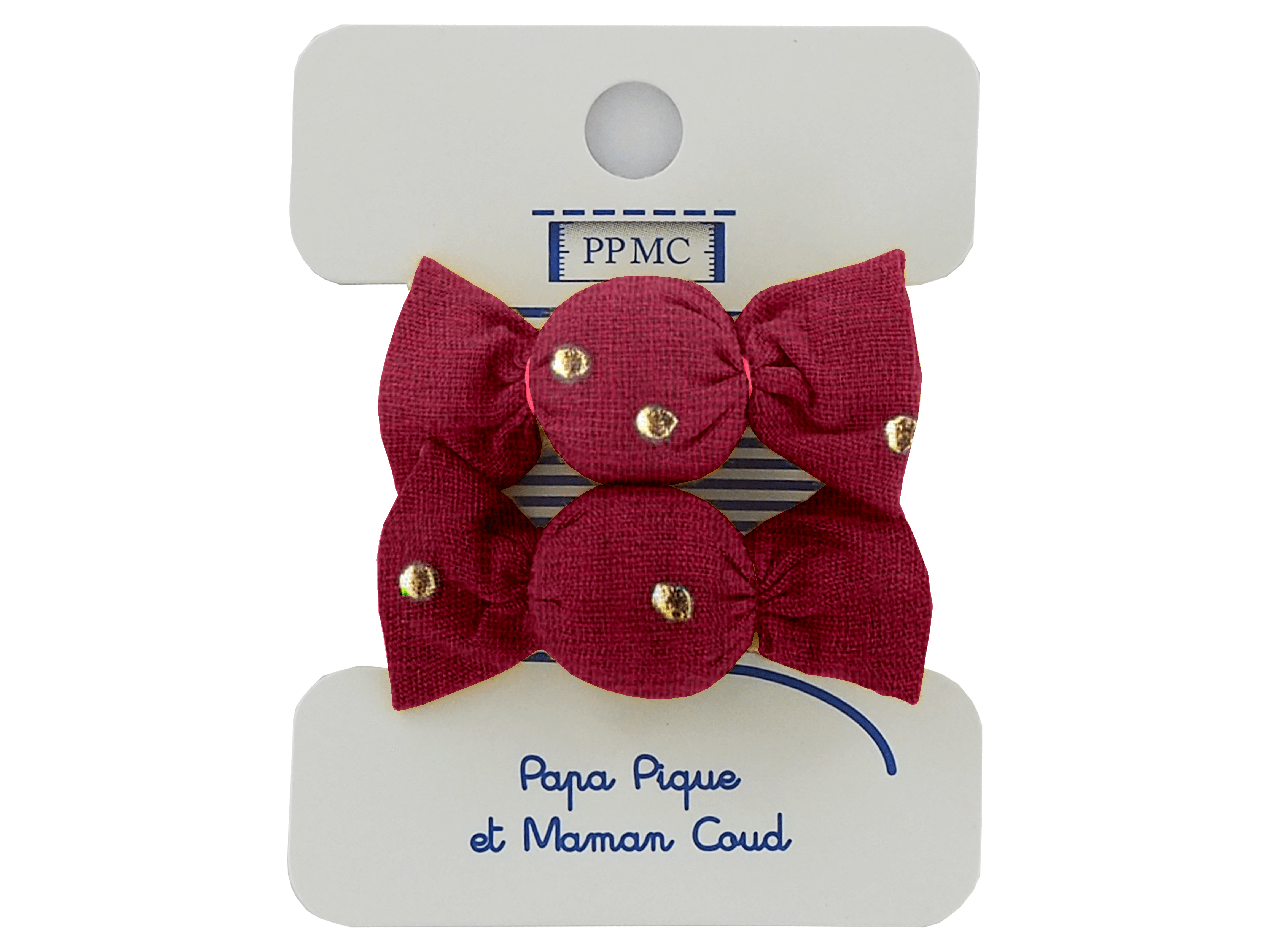 Elastiques Mousse Mini Bonbons Gaze Pois Or Grenat
