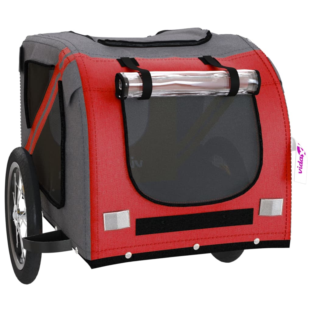 Remorque de vélo pour animaux de compagnie rouge et gris