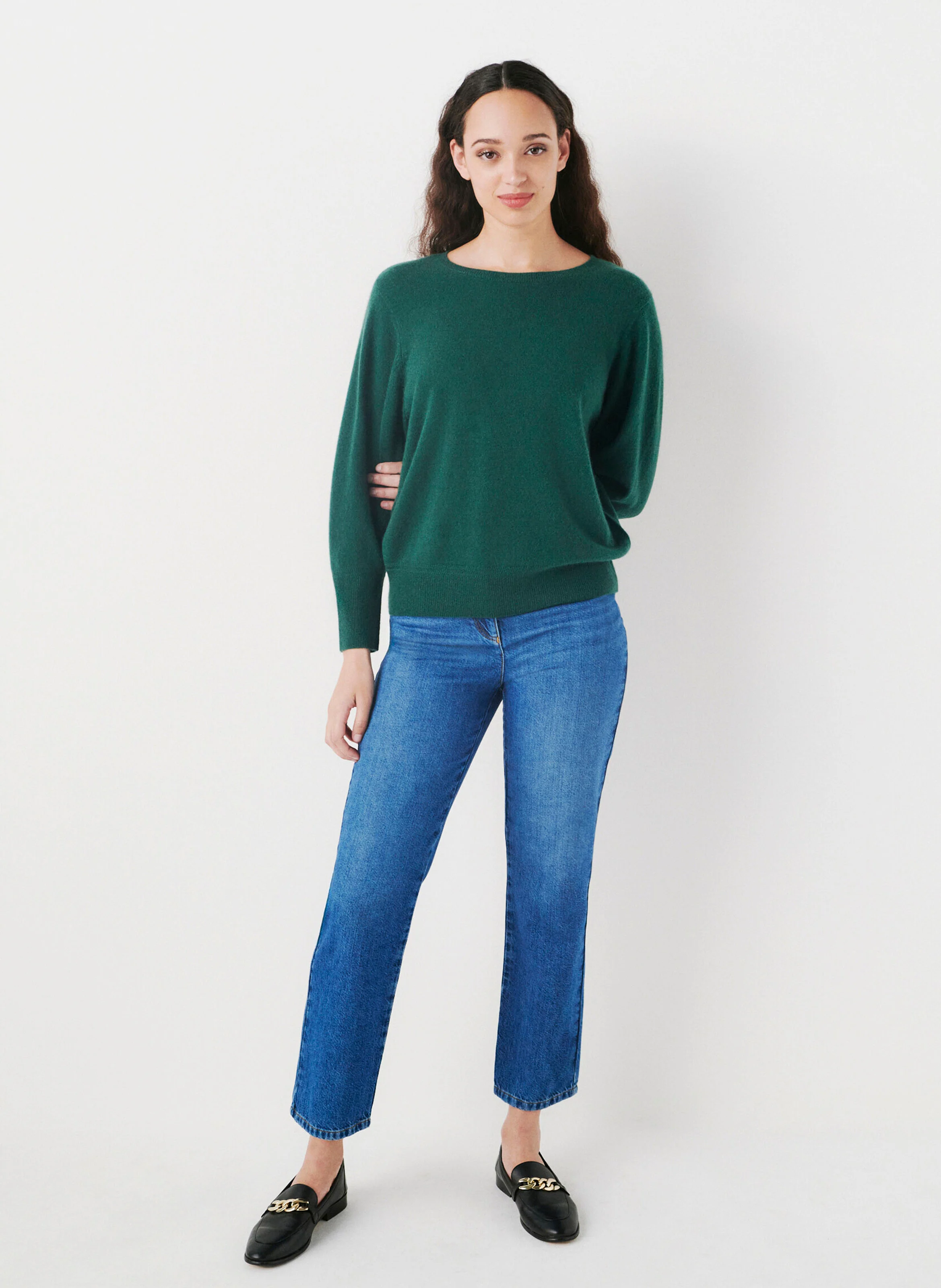 MCHELSEA - Pull droit col rond en cachemire | Vert