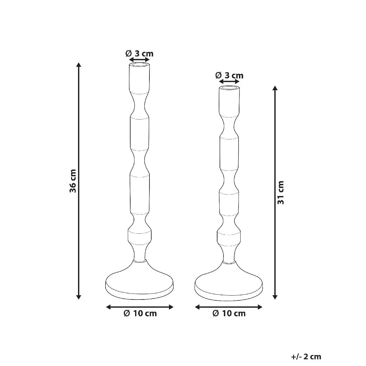 Beliani Bougeoir DIKIRNIS Set de 2 Doré