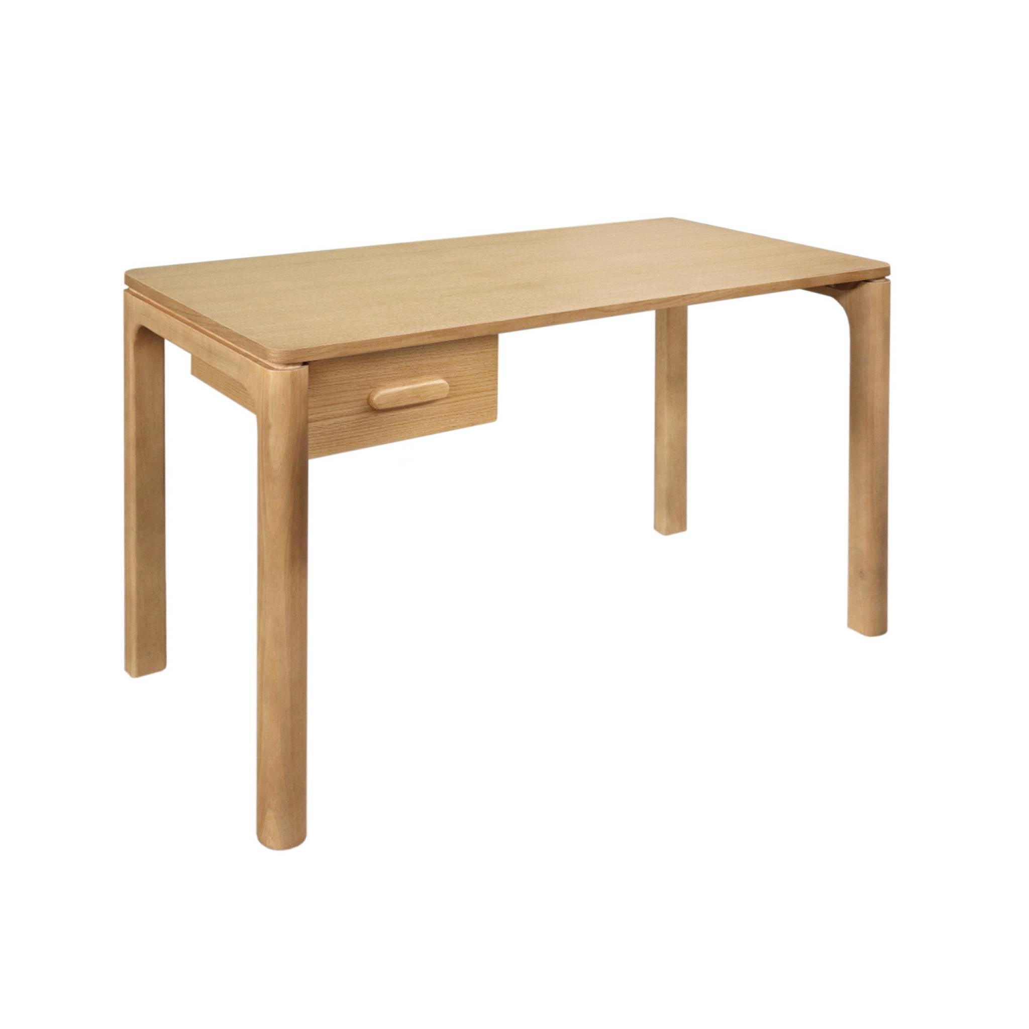 sweeek - Bureau van rubberhout en eikenfineer, 1 lade