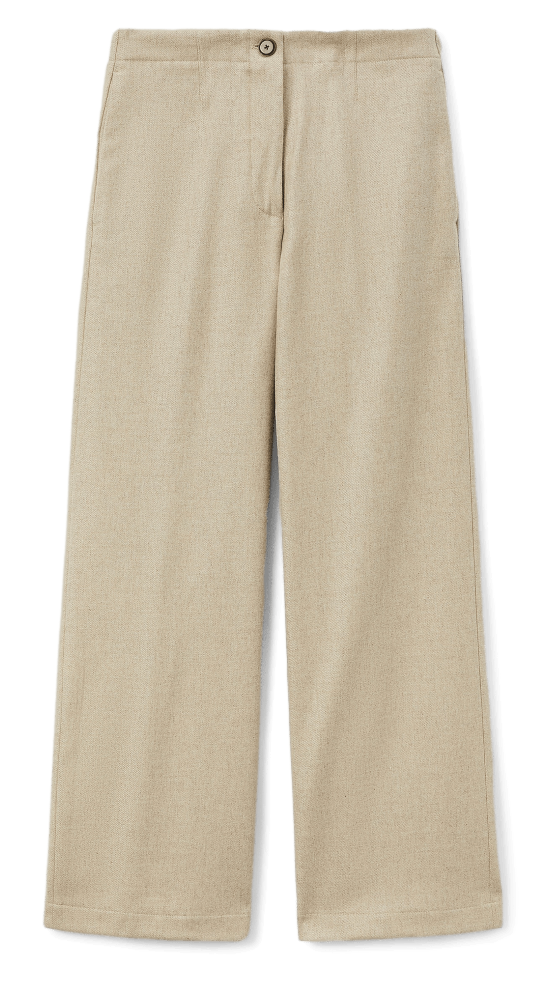 Pantalon droit en laine mélangée | Beige