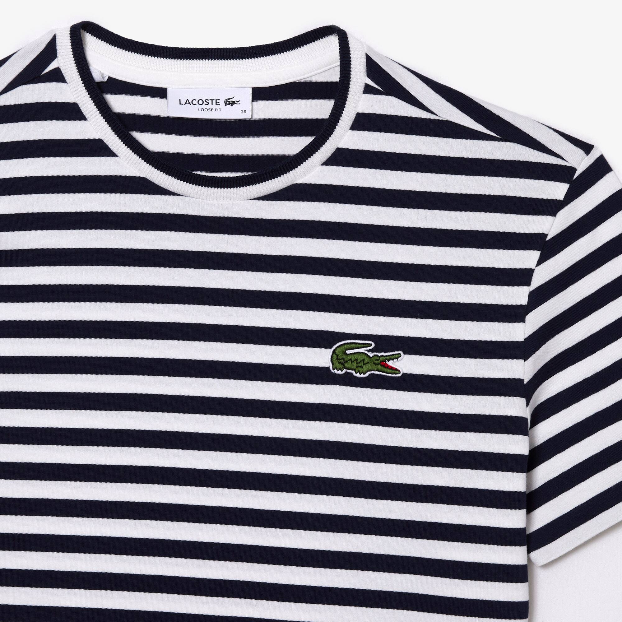 T-shirt femme loose fit Lacoste à rayures en jersey de coton T-Shirts - Bleu - Lacoste - Femme