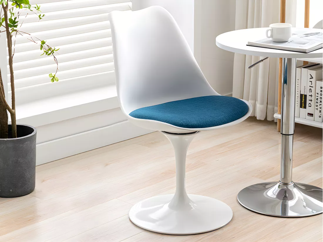 Lot de 2 chaises en polypropylène, tissu et métal - Bleu et blanc - XAFY