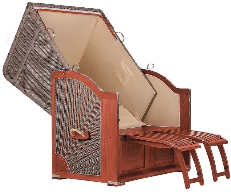 Strandstoel Nordstrand mahonie PE grijs design 500
