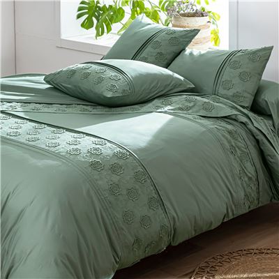 Linge de lit brodé fleurs - BECQUET CRÉATION