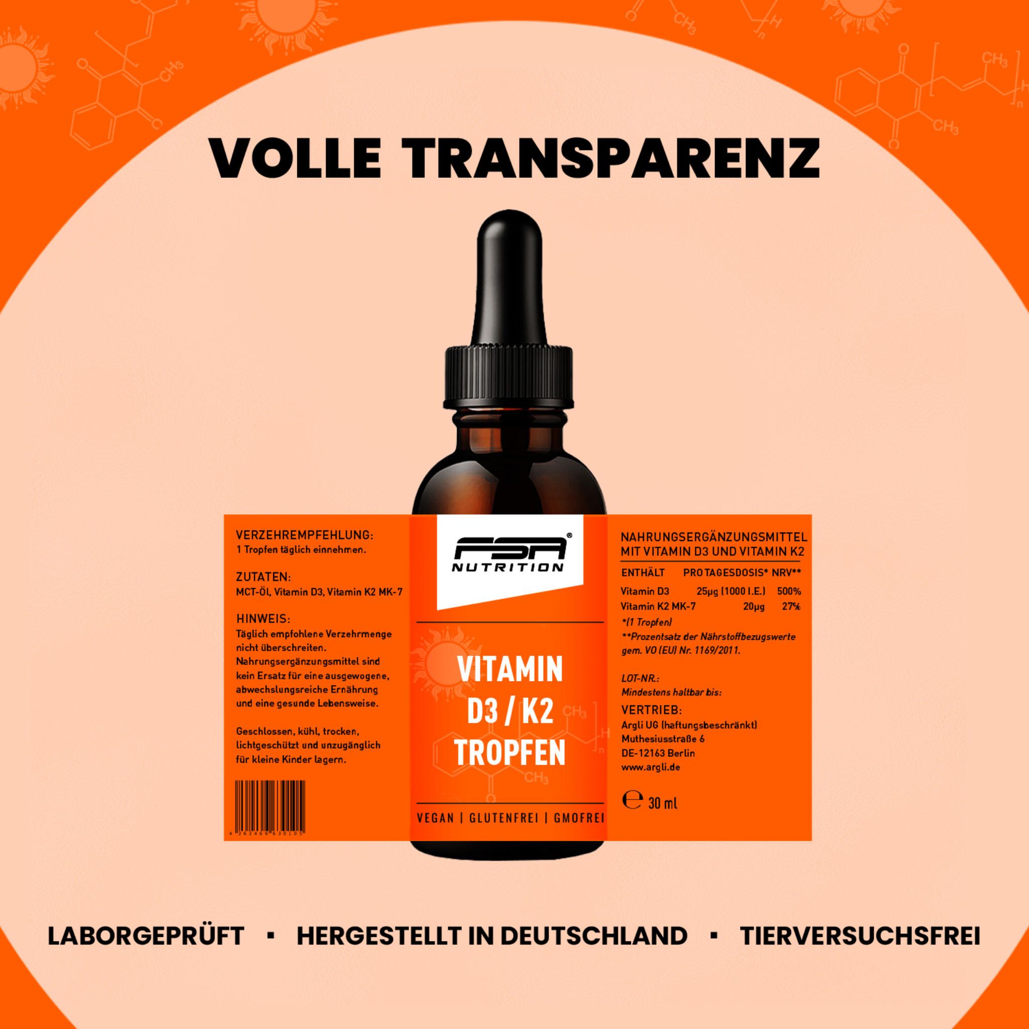 FSA NUTRITION Vitamin D3 K2-MK7 Tropfen