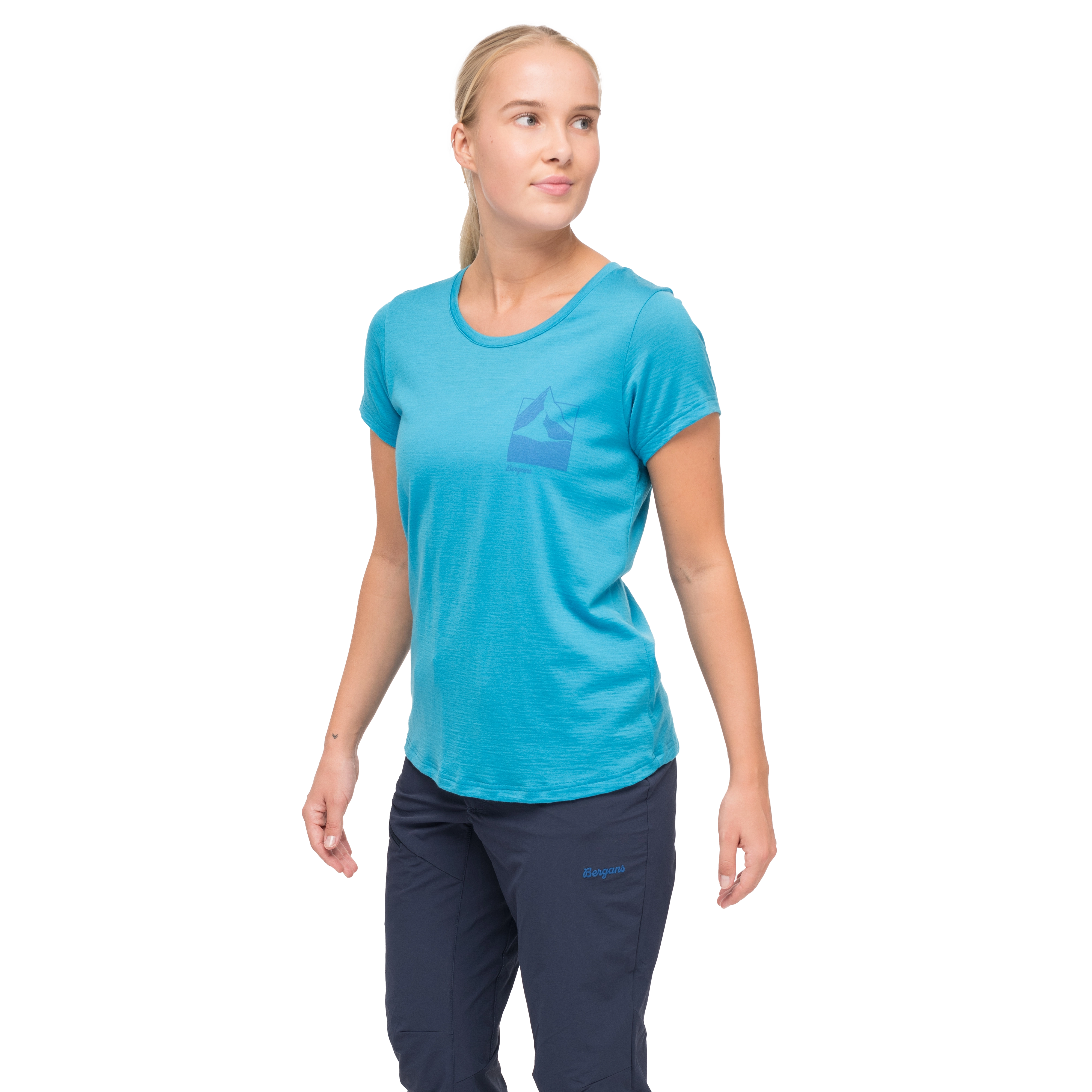 Rabot Mount Wool Tee Women Aqua Lagoon