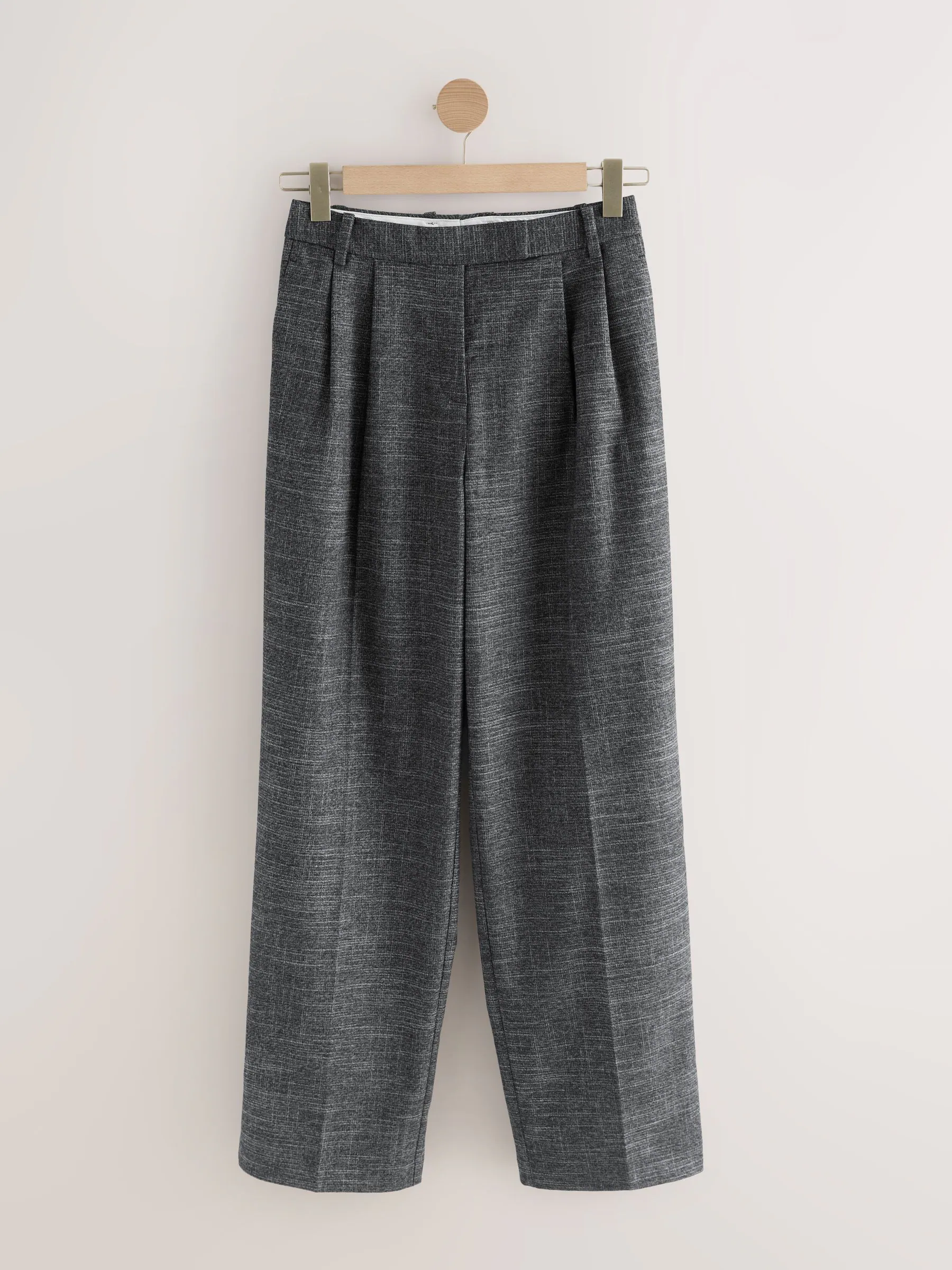 Grijs - Crosshatch Double Pleated Straight Leg Trousers
