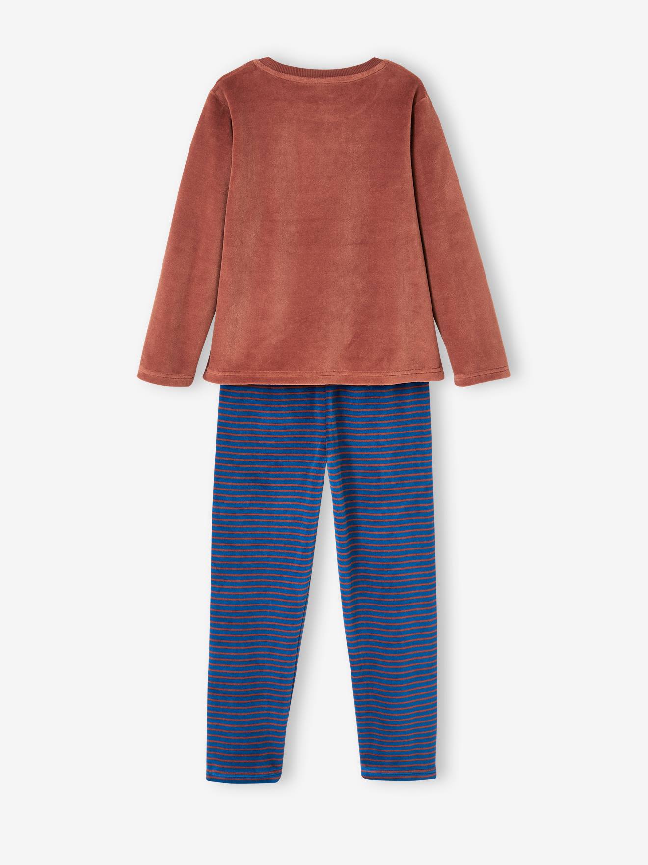 Conjunto de 2 pijamas de veludo azul elétrico com estampa de baleias para meninos