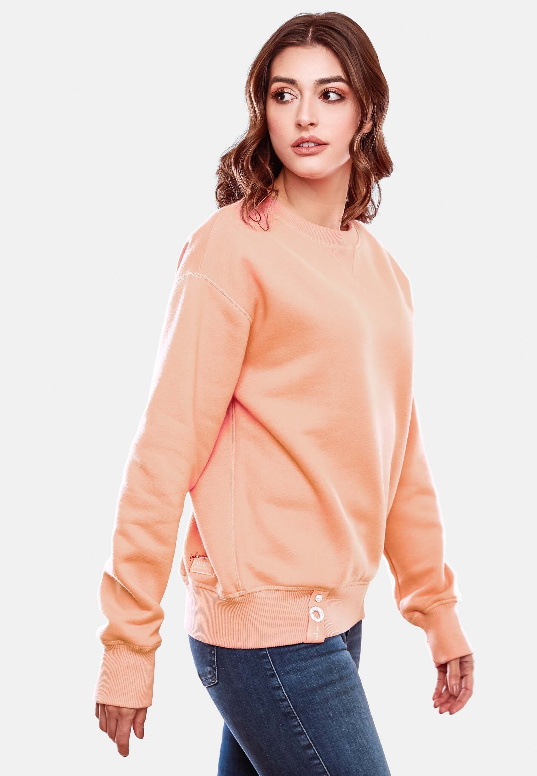 NAVAHOO Damen Stylischer Kapuzensweatshirt Pullover mit Rundhals-Ausschnitt ZUCKERSCHNECKE