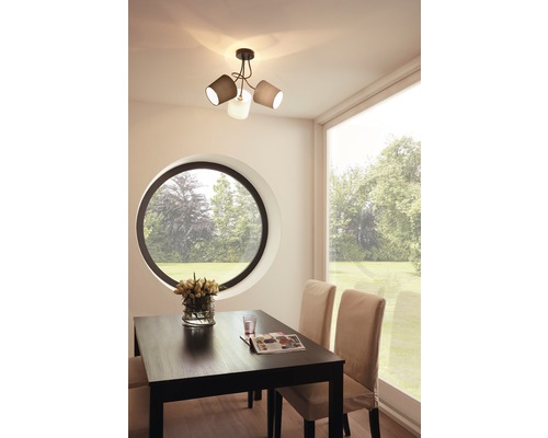 Plafondlamp 3-lichts Ø 59 cm Almeida antraciet/wit/bruin