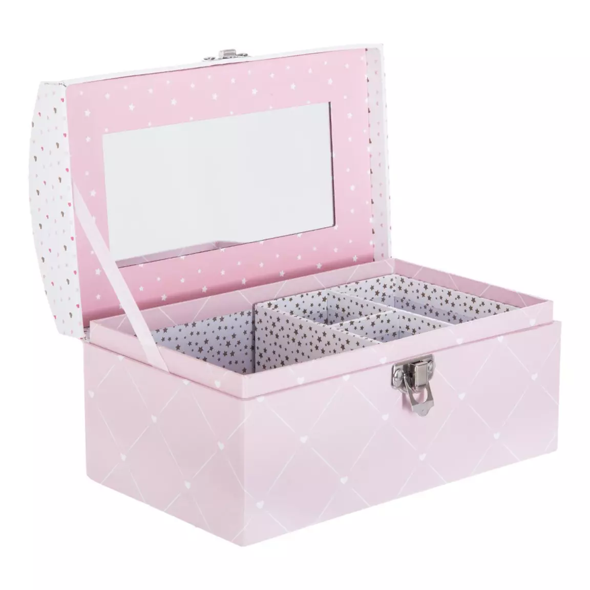 Boîte à bijoux enfant miroir Demoiselle Rose