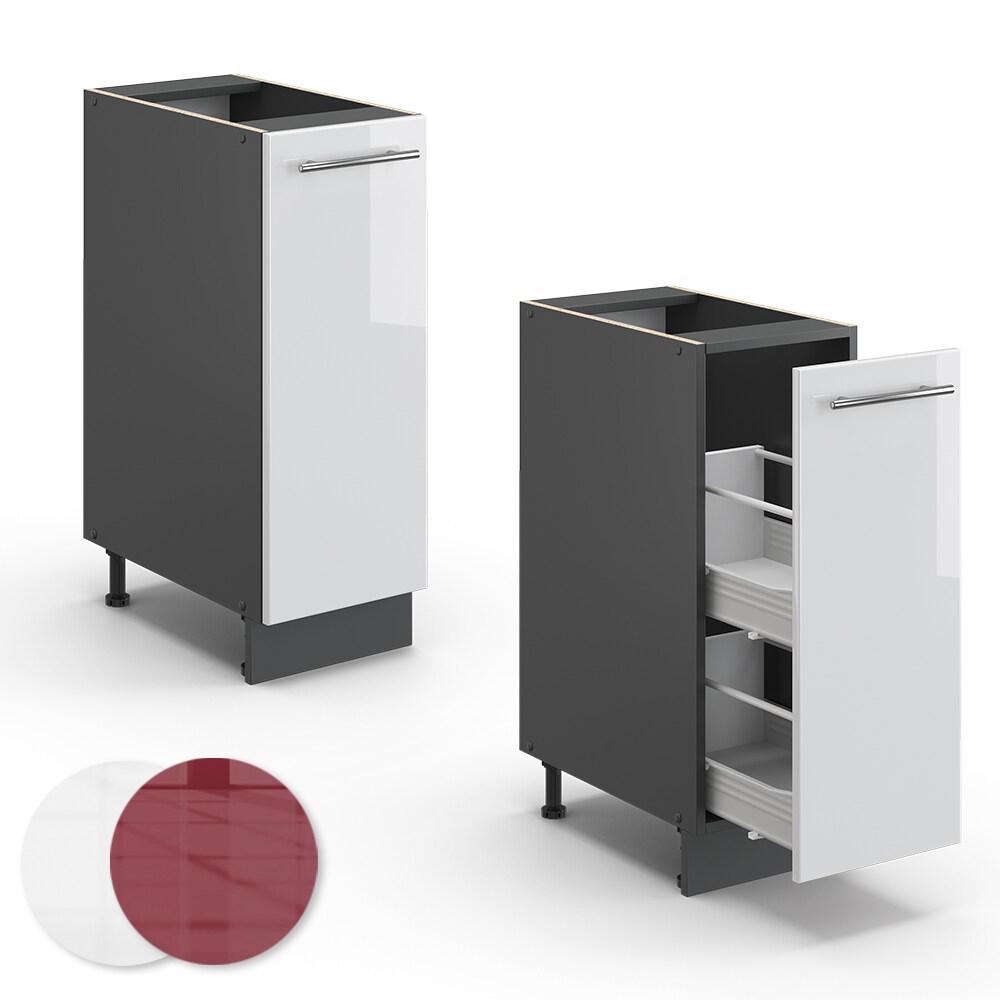 Vicco Apothekerunterschrank 30 cm Weiß Hochglanz Küchenschrank Apothekerschrank Küchenzeile Fame-Line