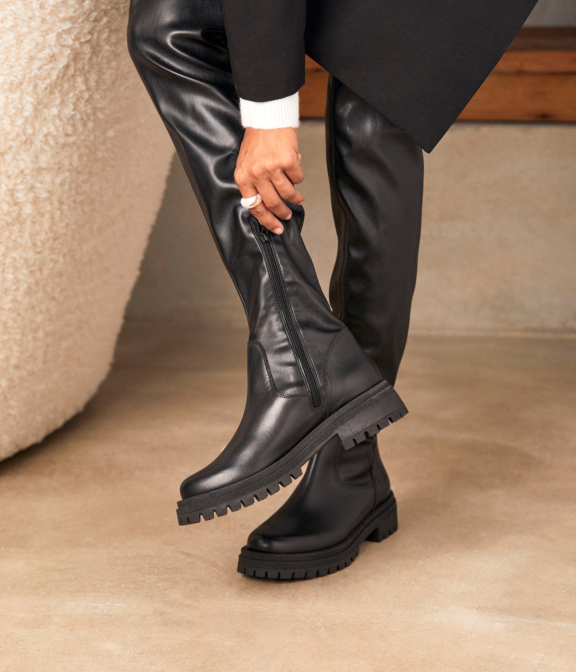 Cuissardes cuir noir Auxana