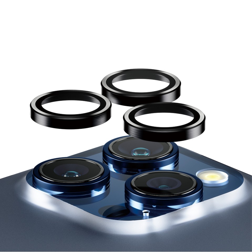 PanzerGlass™ - Hoops Kameralinsebeskytter iPhone 15 Pro - 15 Pro Max - Sort Metal