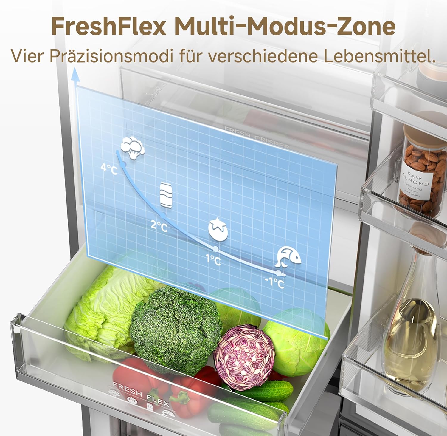 dreame Mega Pro 409 L Kühlschrank mit SpaceBoost Mega-Kapazität, schlankem Design, schneller und gleichmäßiger Kühlung, FreshFlex Multi-Modus-Zone, AeroFresh Reinhaltung und vereisungsfreier Funktion