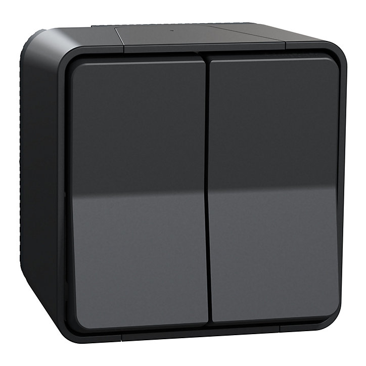 Interrupteur double va-et-vient étanche complet saillie Schneider Electric Mureva Styl anthracite