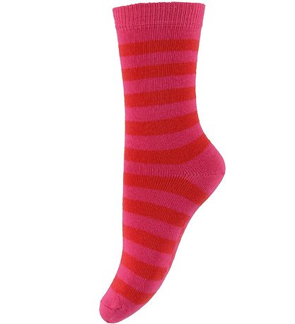Melton Strømper - R?d/Pink Stribet