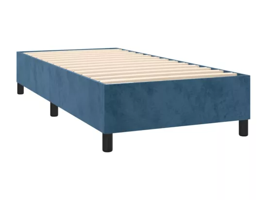 Sommier tapissier et matelas et LED Bleu foncé 90x190cm Velours