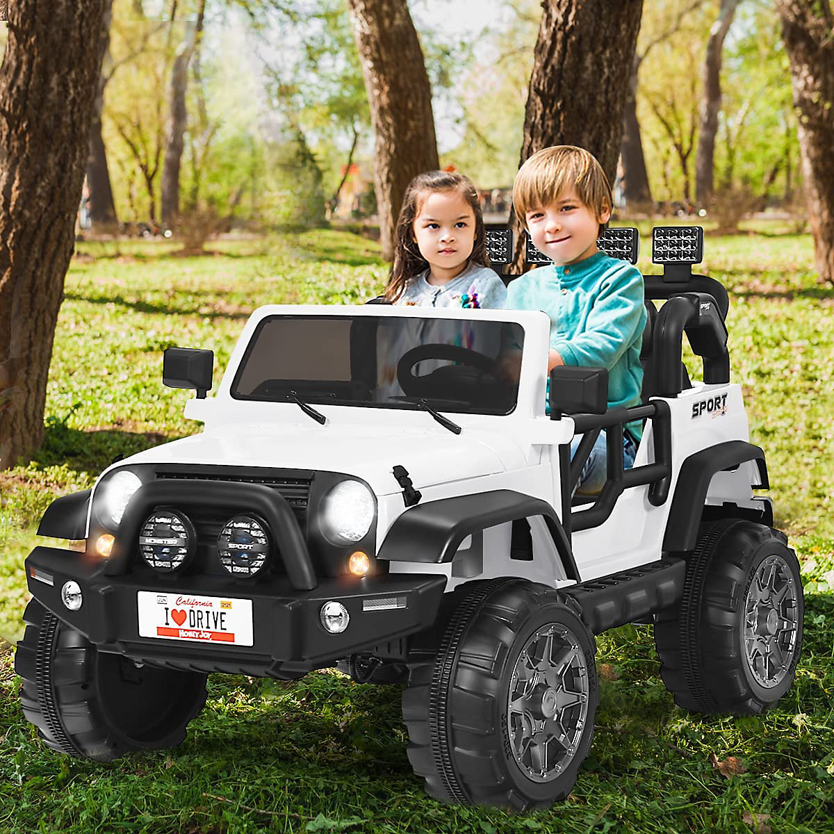 Elektroauto Jeep 2 Sitzer mit 3 Geschwindigkeiten wei&szlig;