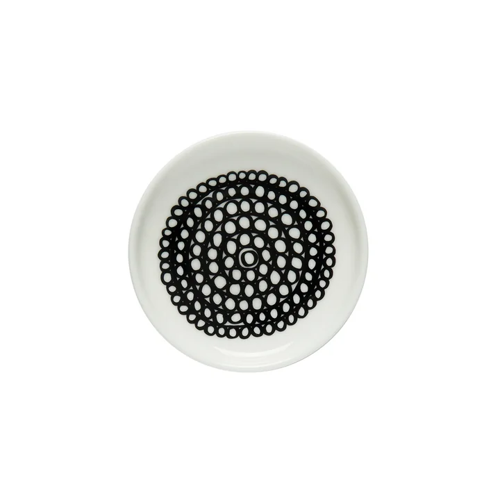 Marimekko - Oiva Siirtolapuutarha Teller, Ø 8.5 cm, weiss / schwarz