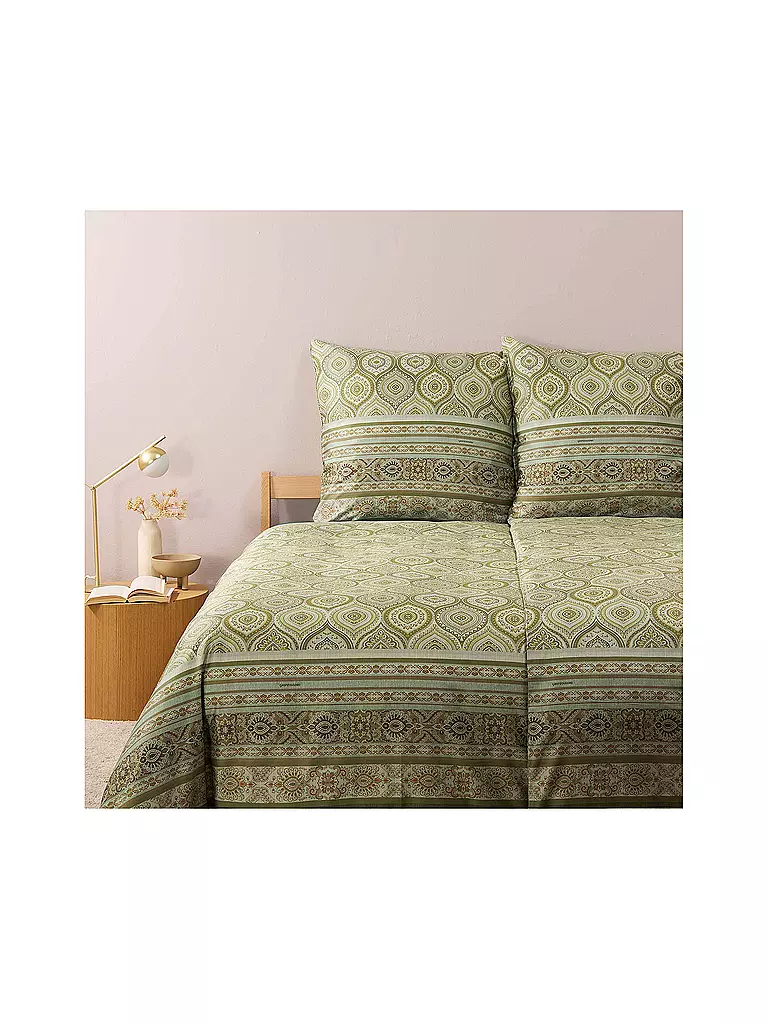 BASSETTI Satin Bettwäsche HANBURY 70x90cm/140x200cm Gruen grün